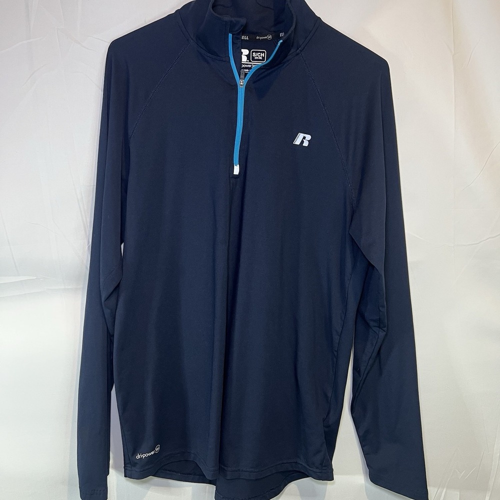 Russell Training Fit DriPower 360 Mens S Blue Long Sleeve 1/4 Zip Active Shirt